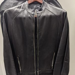 Barone Firenze Leather Moto Jacket Black XL Men's Fits Like M-L